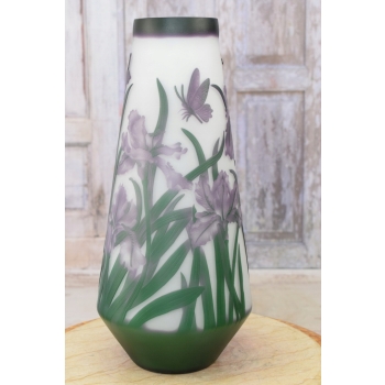 Wazon Emile Galle Style - Grube Szkło - Rośliny - Sygnowany Prezent