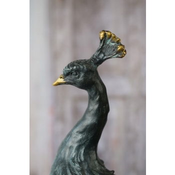 Dostojny Paw - Ptak - Figura z Brązu Rzeźba - Syg Milo Dekoracja Prezent