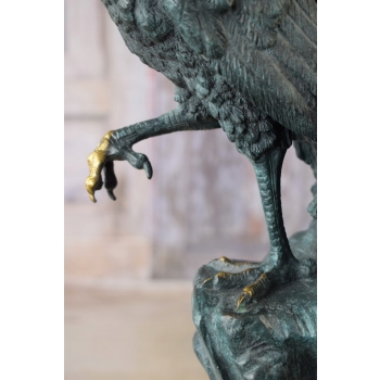 Dostojny Paw - Ptak - Figura z Brązu Rzeźba - Syg Milo Dekoracja Prezent