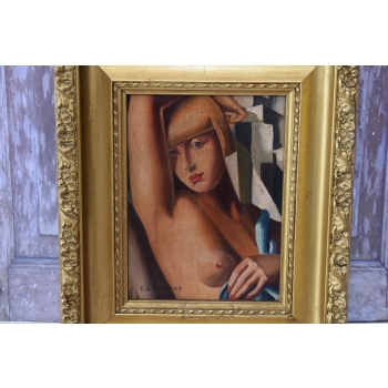 Portret Kobieta - Tamara Lempicka - Akt - Stary Obraz - Złota rama