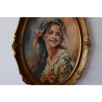 Olga Boznańska - Dziewczyna z Kwiatami - Stary Polski Obraz