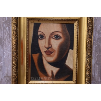 Tamara De Łempicka - Portret Kobiety - Art Deco - Stary Obraz Olejny