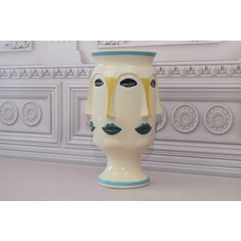 Porcelanowy Wazon Vallauris 1960 - Twarz Buzia Abstrakcja Unikat z Francji