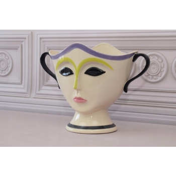 Porcelanowy Wazon Vallauris 1960 - Twarz Buzia Abstrakcja Unikat z Francji
