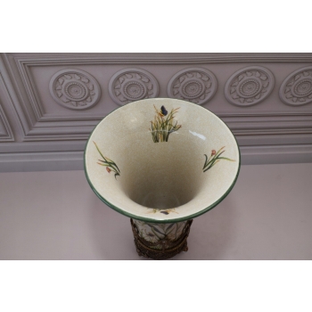 Pałacowy Wazon Malowany Sygn. Porcelana + Brąz Ważki Sygnowany