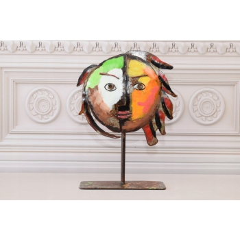 Kolorowa Twarz Buzia - Metalowa Figura Abstrakcja Naum Gabo - Dekoracja