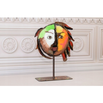Kolorowa Twarz Buzia - Metalowa Figura Abstrakcja Naum Gabo - Dekoracja