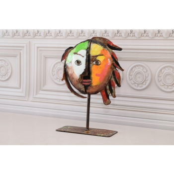 Kolorowa Twarz Buzia - Metalowa Figura Abstrakcja Naum Gabo - Dekoracja