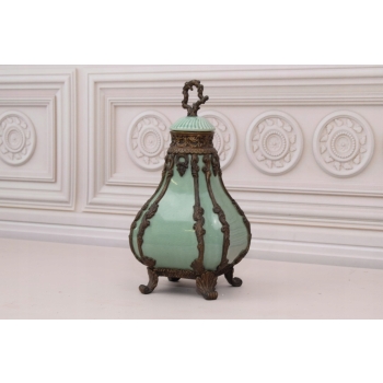 Porcelanowy Wazon Urna - Secesja Flakon - Porcelana + Brąz