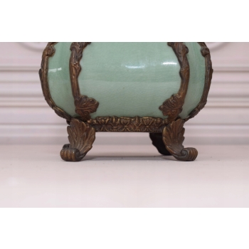 Porcelanowy Wazon Urna - Secesja Flakon - Porcelana + Brąz