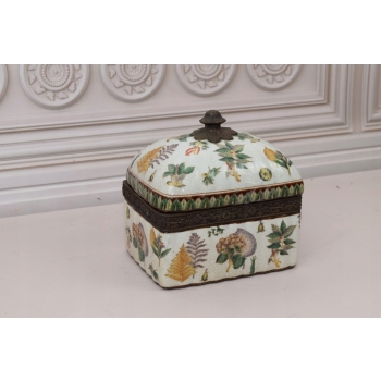 Szkatuła Bomboniera - Porcelana + Brąz - Wieś