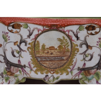 Szkatuła Bomboniera - Porcelana + Brąz - Wieś