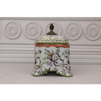 Szkatuła Bomboniera - Porcelana + Brąz - Wieś