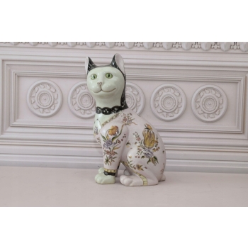 Porcelanowy Kot Japoński - Figura Figurka z Porcelany - Sygnowana