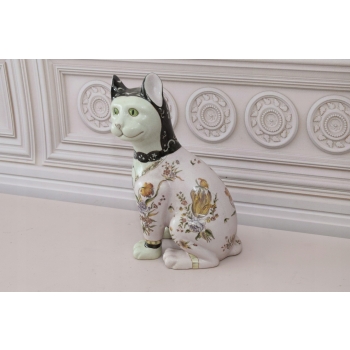 Porcelanowy Kot Japoński - Figura Figurka z Porcelany - Sygnowana