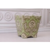 Porcelanowa Waza Donica - Kwiaty - Sygnowana - Zielona
