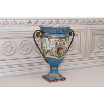 PORCELANOWA MISA WAZA - Niebieska - Porcelana + Brąz - Prezent