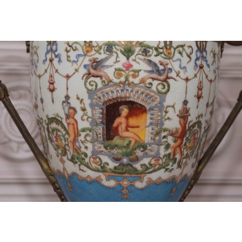 PORCELANOWA MISA WAZA - Niebieska - Porcelana + Brąz - Prezent