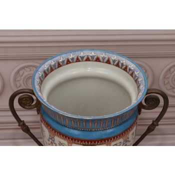 PORCELANOWA MISA WAZA - Niebieska - Porcelana + Brąz - Prezent