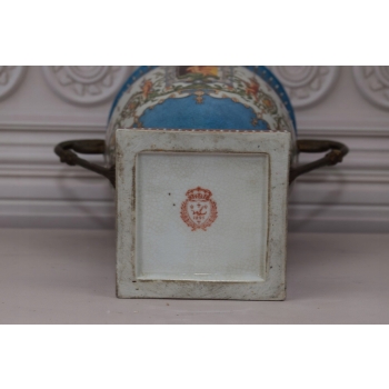 PORCELANOWA MISA WAZA - Niebieska - Porcelana + Brąz - Prezent