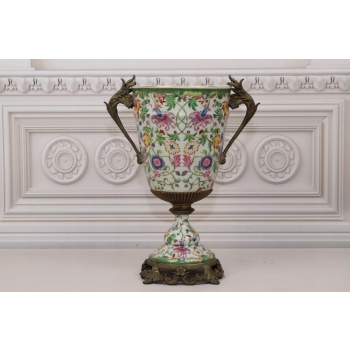 PORCELANOWA MISA WAZA - Kwiaty - Porcelana + Brąz - Prezent