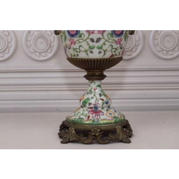 PORCELANOWA MISA WAZA - Kwiaty - Porcelana + Brąz - Prezent