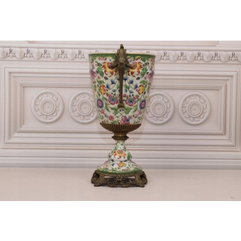 PORCELANOWA MISA WAZA - Kwiaty - Porcelana + Brąz - Prezent