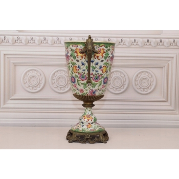 PORCELANOWA MISA WAZA - Kwiaty - Porcelana + Brąz - Prezent