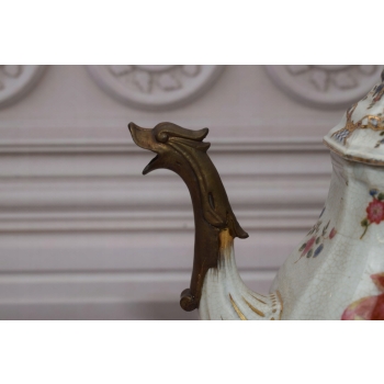 Porcelanowa Szkatuła - Czajnik Porcelana - Brąz - Kwiaty