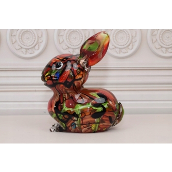 Szkło Murano Style - Kolorowy Królik Zając - Figura