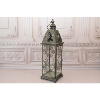 Lampion Latarnia na Świece - Liście - Vintage - Lampa Dekoracja