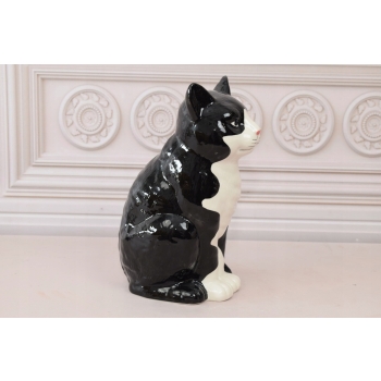 Porcelanowy Kot Biało Czarny - Figura Figurka z Porcelany - Sygnowana