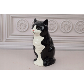 Porcelanowy Kot Biało Czarny - Figura Figurka z Porcelany - Sygnowana