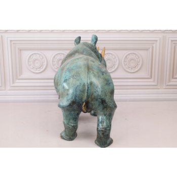 Nosorożec - Figura z Brązu - Afryka Orientalna Rzeźba - Dekoracja