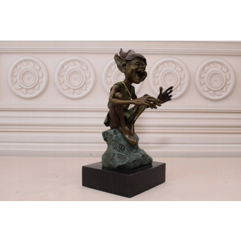 ŚMIESZNY GNOM SKRZAT GOBLIN - figura z brązu