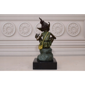 ŚMIESZNY GNOM SKRZAT GOBLIN - figura z brązu