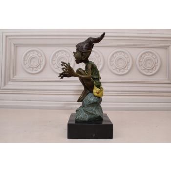 ŚMIESZNY GNOM SKRZAT GOBLIN - figura z brązu