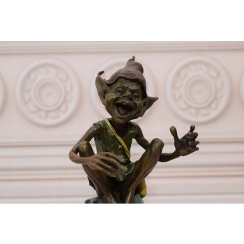 ŚMIESZNY GNOM SKRZAT GOBLIN - figura z brązu