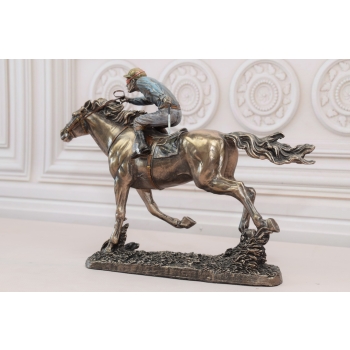 Jeździec na Koniu - Dżokej Koń - Figura Statuetka - Prezent