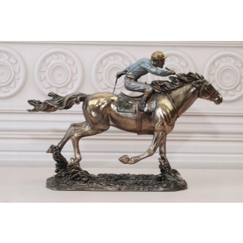 Jeździec na Koniu - Dżokej Koń - Figura Statuetka - Prezent