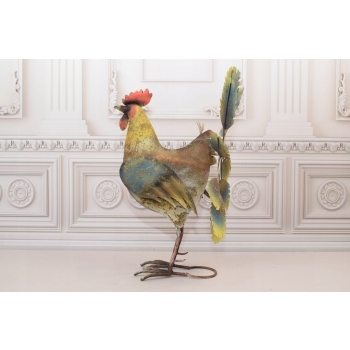 Metalowy Kogut - Figura Ogrodowa - Kolorowy Kogut - Dekoracja