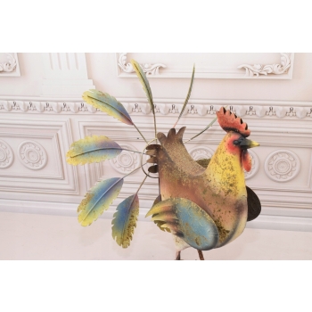 Metalowy Kogut - Figura Ogrodowa - Kolorowy Kogut - Dekoracja