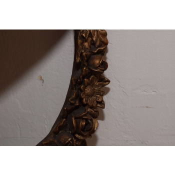 Złota Drewniana Konsola na Ścianę z Marmurem - Półka - Ozdoba Stabilna