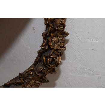 Złota Drewniana Konsola na Ścianę z Marmurem - Półka - Ozdoba Stabilna