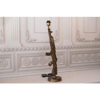 Lampa Stojąca - Złoty Pistolet Kałasznikow Lampka Dekoracyjna Świeci Unikat
