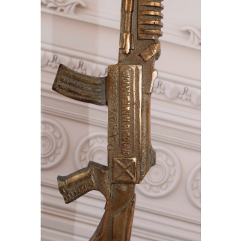 Lampa Stojąca - Złoty Pistolet Kałasznikow Lampka Dekoracyjna Świeci Unikat