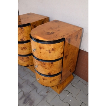 Dwa Nakastliki Stoliki Szafki Nocne Art Deco - 3 Szuflady KOMPLET