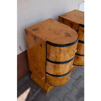 Dwa Nakastliki Stoliki Szafki Nocne Art Deco - 3 Szuflady KOMPLET