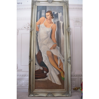 204cm Gigant Stary Obraz Tamara de Łempicka - Art Deco Obraz - Dama w Sukni