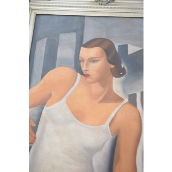 204cm Gigant Stary Obraz Tamara de Łempicka - Art Deco Obraz - Dama w Sukni